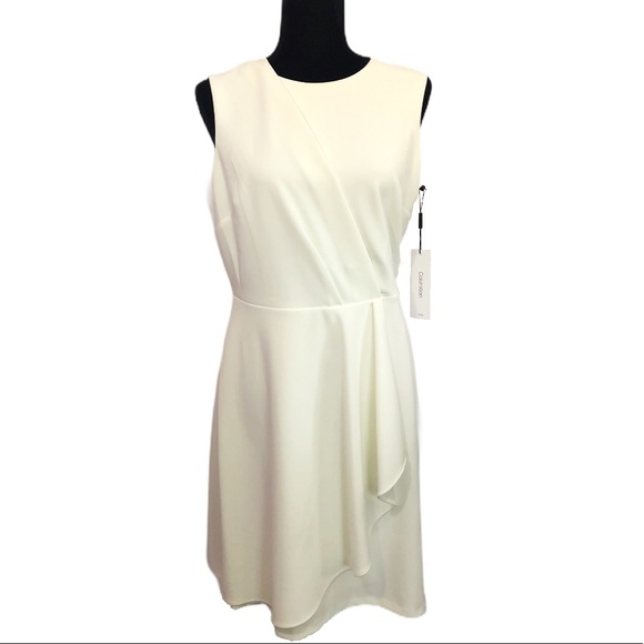 Calvin Klein Dresses & Skirts - NWT Calvin Klein Cream Dress w/Ruffle Draping